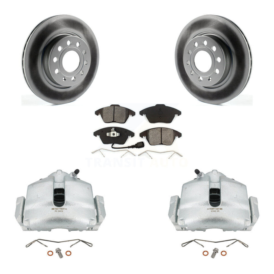 Front Brake Caliper Coat Rotors Semi-Metallic Pad Kit For Volkswagen GTI Audi A3 Quattro KCG-100471S