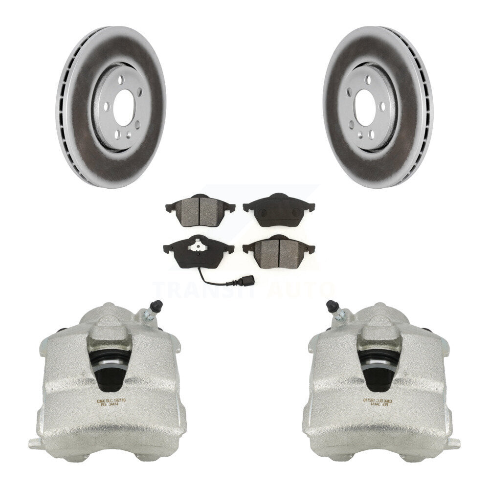 Front Brake Caliper Coat Rotors & Semi-Metallic Pad Kit For Volkswagen Jetta Golf Beetle KCG-100472S