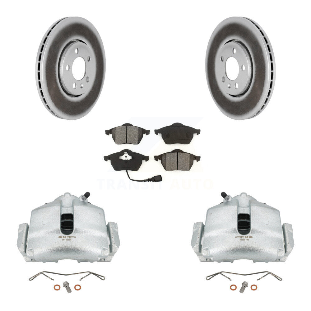 Front Disc Brake Caliper Coat Rotor Semi-Metallic Pad Kit For 2006 Volkswagen Jetta 2.0L KCG-100474S
