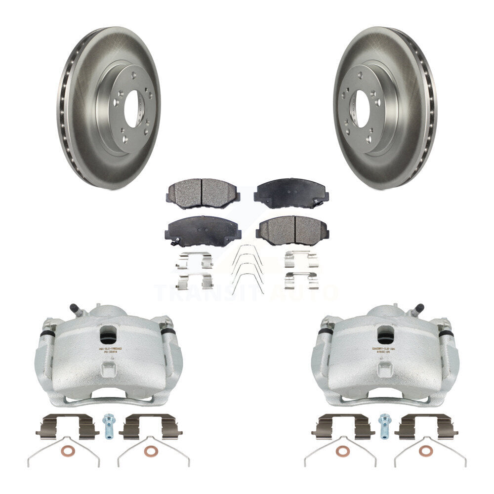 Front Disc Brake Caliper Coated Rotor And Semi-Metallic Pad Kit For 2002-2004 Honda CR-V KCG-100475P