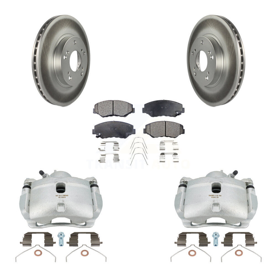 Front Disc Brake Caliper Coated Rotor And Semi-Metallic Pad Kit For 2002-2004 Honda CR-V KCG-100475P