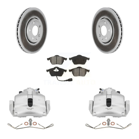Front Brake Caliper Coat Rotor Semi-Metallic Pad Kit For 2006 Volkswagen Jetta 2.5L/1.9L KCG-100475S