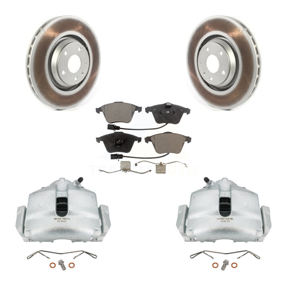 Front Disc Brake Caliper Coated Rotors And Ceramic Pads Kit For Audi TT Quattro KCG-100475T