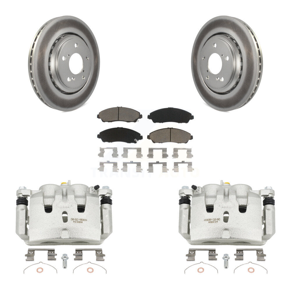 Front Disc Brake Caliper Coat Rotors Ceramic Pad Kit For Honda Pilot Ridgeline Acura MDX KCG-100476C