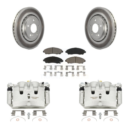 Front Disc Brake Caliper Coat Rotors Ceramic Pad Kit For Honda Pilot Ridgeline Acura MDX KCG-100476C