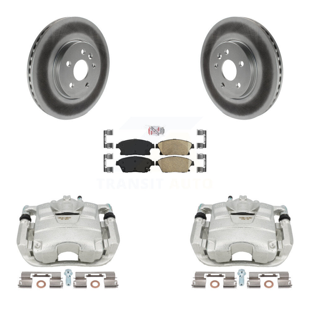 Front Disc Brake Caliper Coated Rotors And Ceramic Pads Kit For 2013-2017 Buick Encore Chevrolet Trax KCG-100476N by Transit Auto