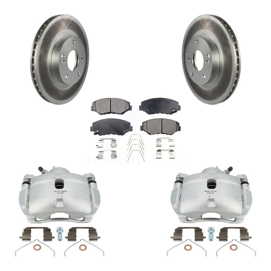 Front Disc Brake Caliper Coat Rotors & Semi-Metallic Pad Kit For 2003-2011 Honda Element KCG-100476P