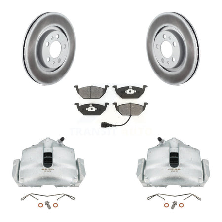 Front Disc Brake Caliper Coat Rotor Semi-Metallic Pad Kit For 2006 Volkswagen Jetta 2.0L KCG-100476S
