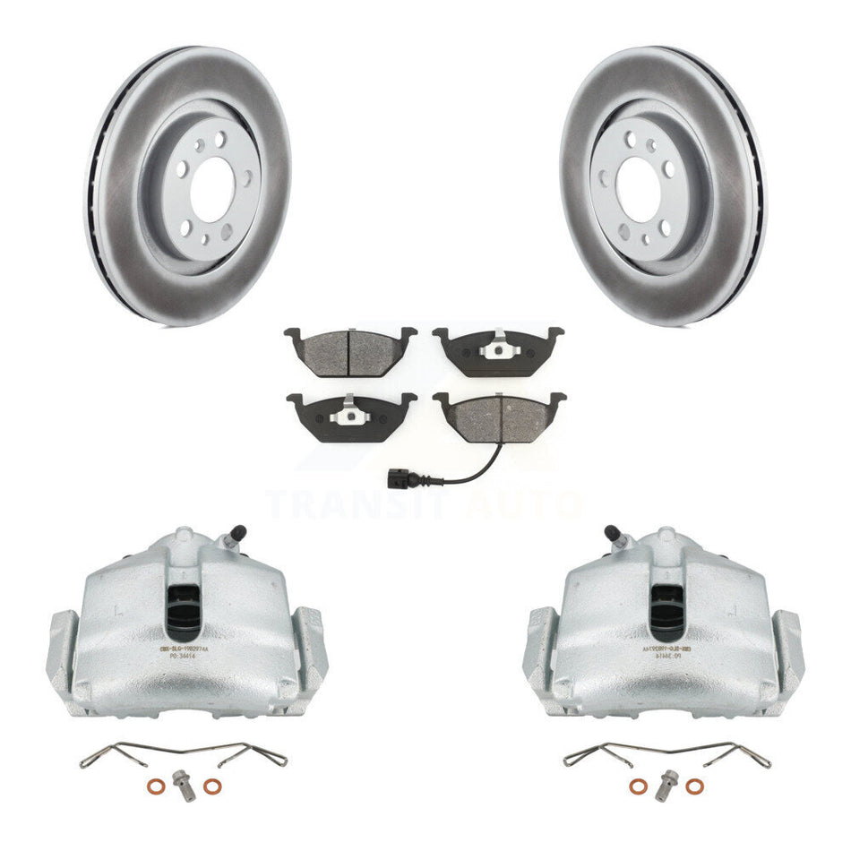 Front Disc Brake Caliper Coat Rotor Semi-Metallic Pad Kit For 2006 Volkswagen Jetta 2.0L KCG-100476S