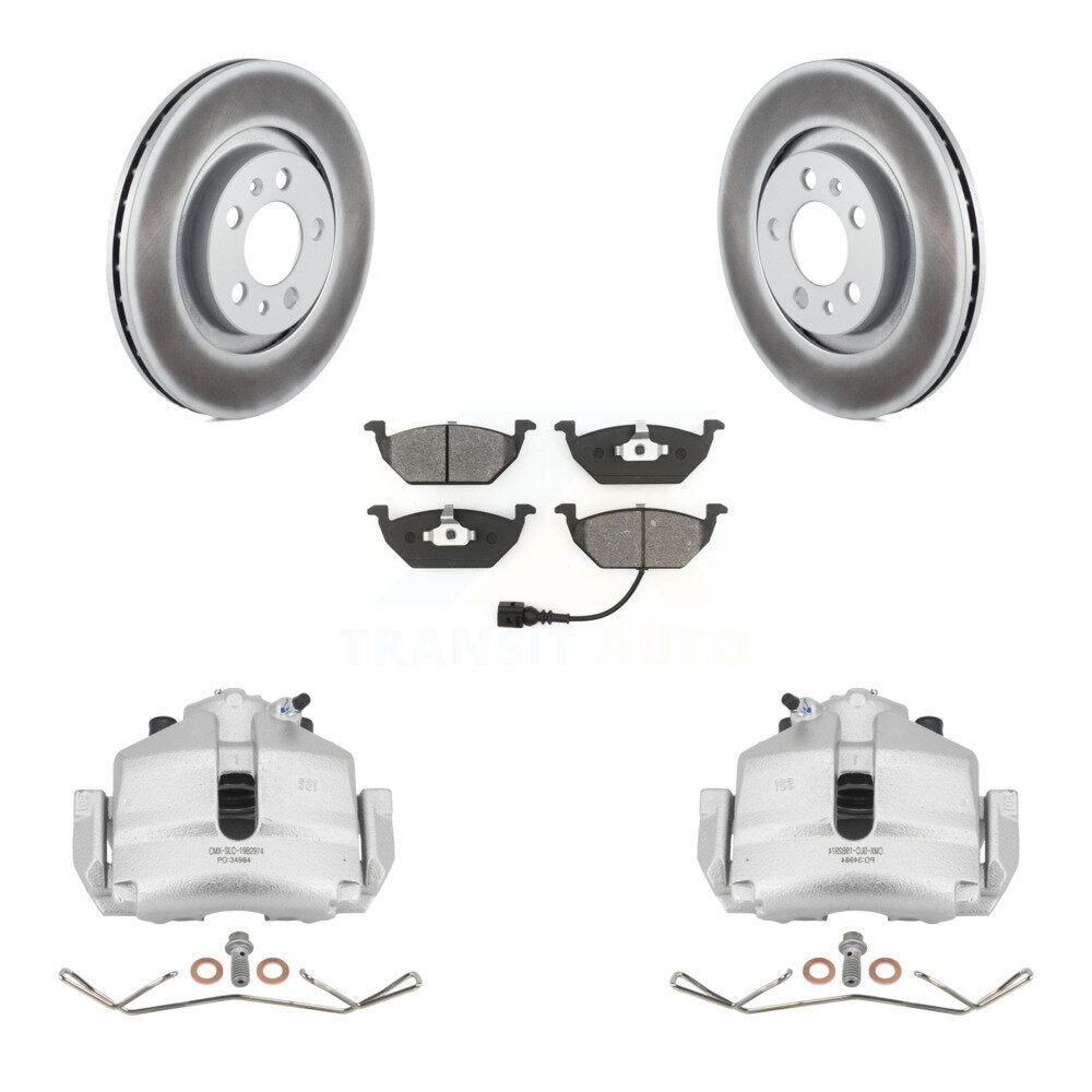 Front Brake Caliper Coat Rotor Semi-Metallic Pad Kit For 2006 Volkswagen Jetta 2.5L/1.9L KCG-100477S