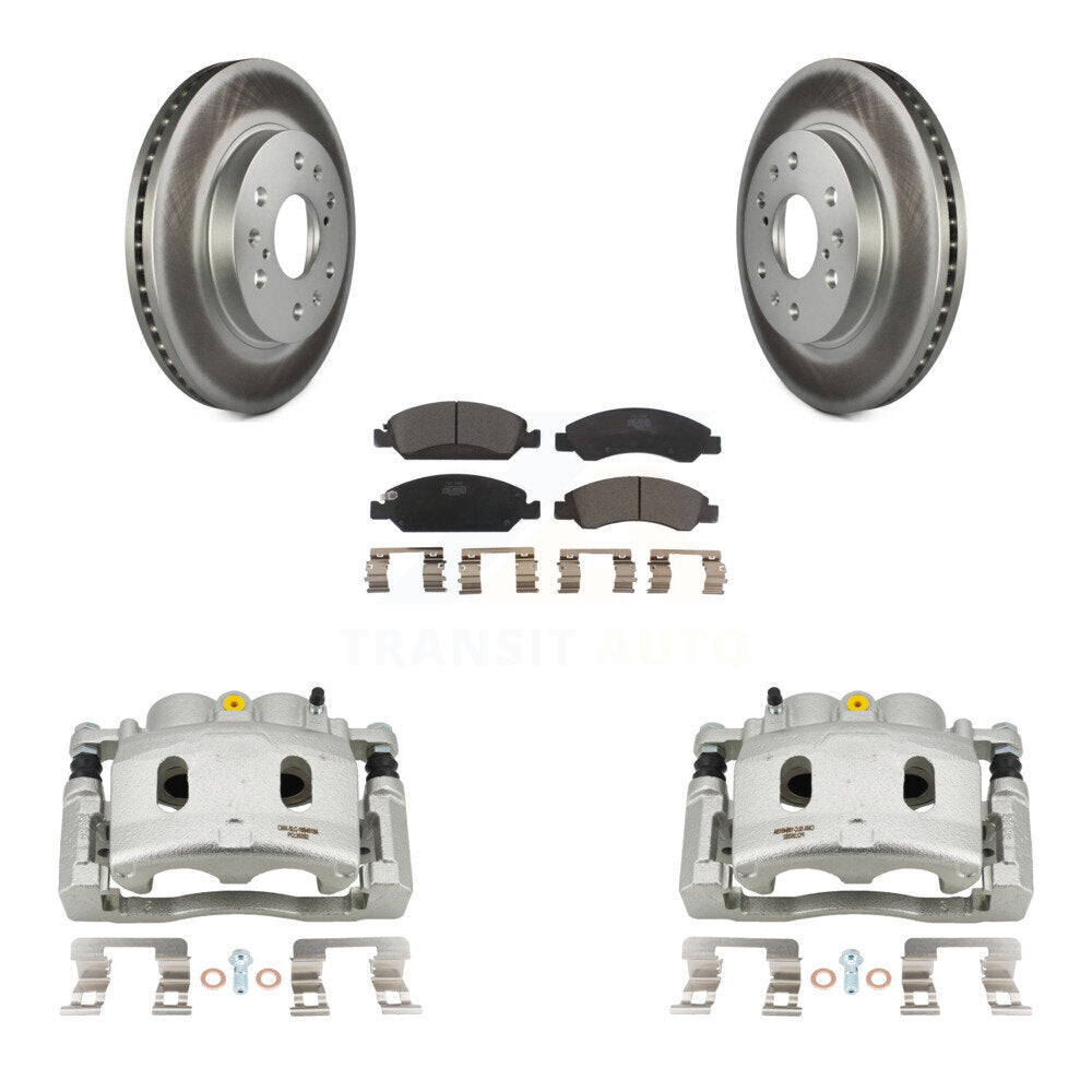 Front Brake Caliper Coat Rotors Ceramic Pad Kit For 15-19 Cadillac XTS With 6 Lug Wheels KCG-100478T