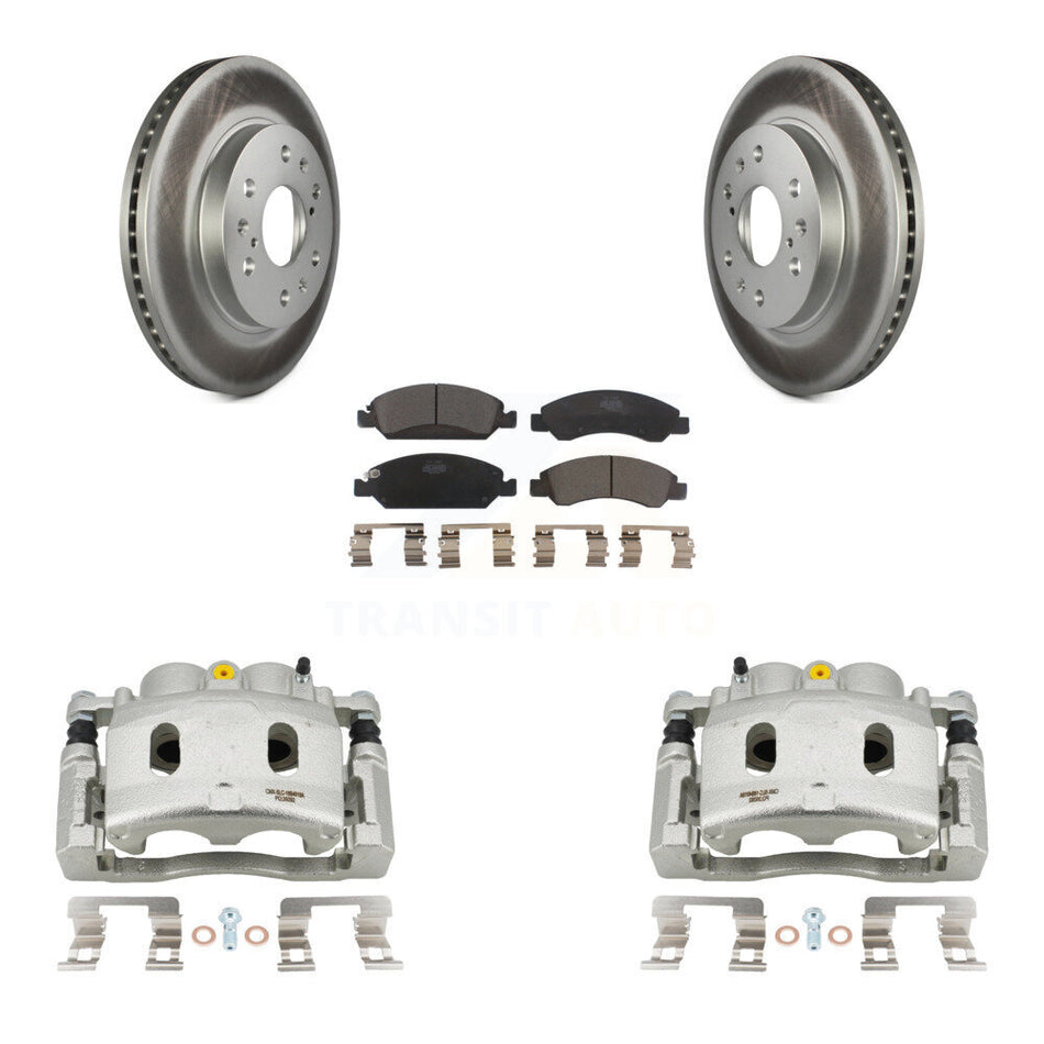 Front Brake Caliper Coat Rotors Ceramic Pad Kit For 15-19 Cadillac XTS With 6 Lug Wheels KCG-100478T