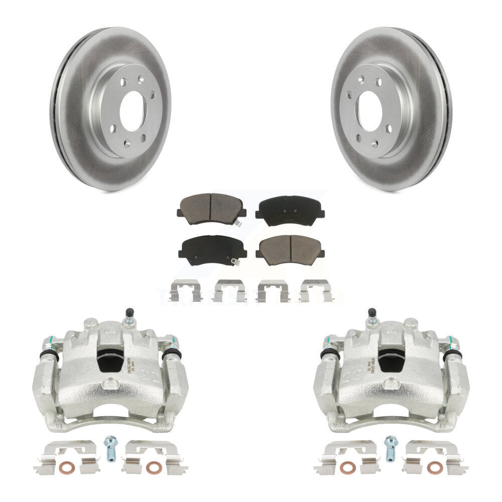 Front Disc Brake Caliper Coated Rotors And Ceramic Pads Kit For Hyundai Accent Kia Rio KCG-100480C