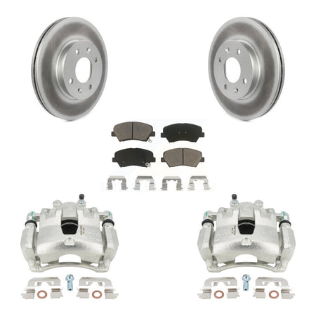 Front Disc Brake Caliper Coated Rotors And Ceramic Pads Kit For Hyundai Accent Kia Rio KCG-100480C
