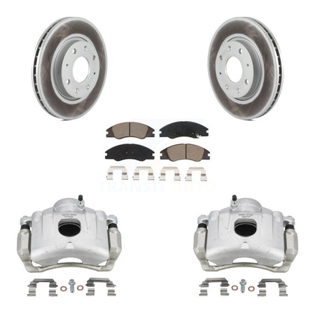 Front Disc Brake Caliper Coated Rotors And Ceramic Pads Kit For Kia Spectra Spectra5 KCG-100481C