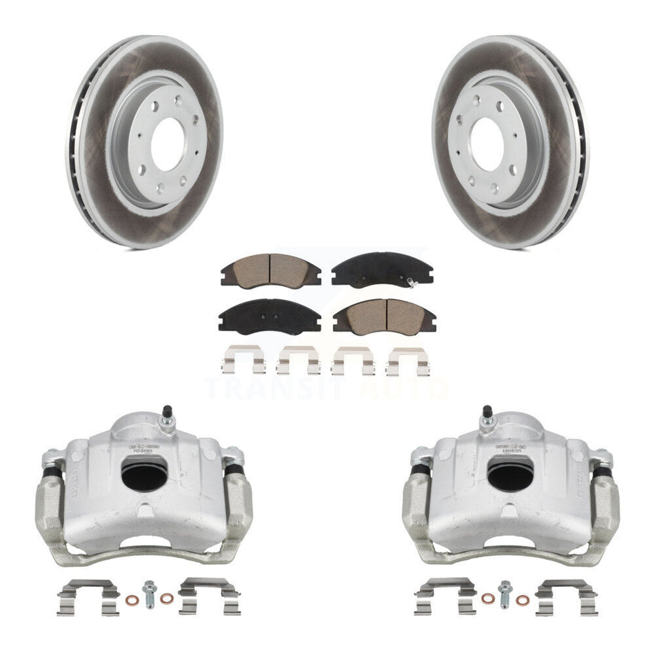 Front Disc Brake Caliper Coated Rotors And Ceramic Pads Kit For Kia Spectra Spectra5 KCG-100481C