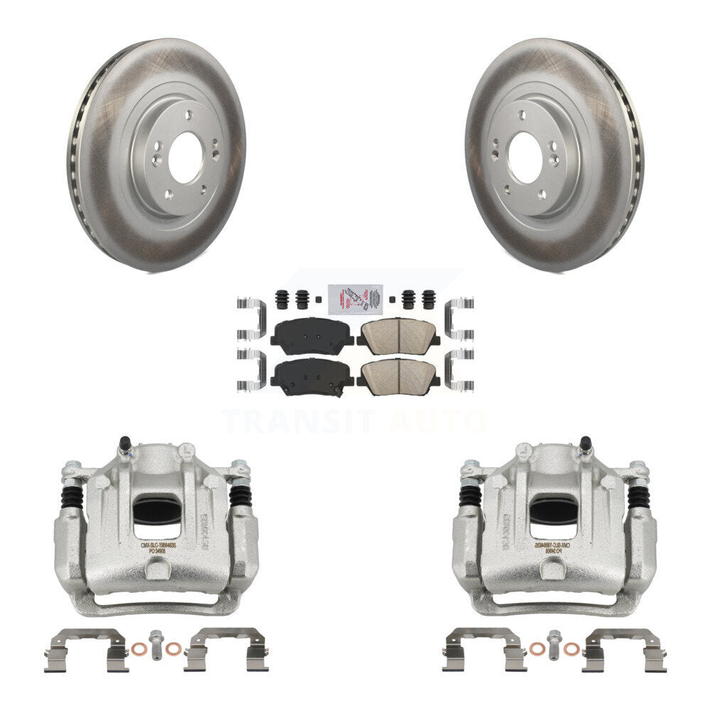 Front Brake Caliper Coat Rotors & Ceramic Pad Kit For Hyundai Santa Fe Sport Kia Sorento KCG-100481N