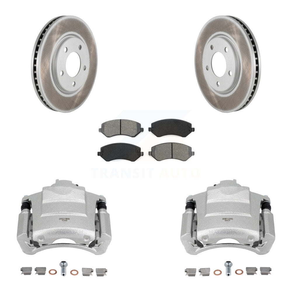 Front Disc Brake Caliper Coated Rotors And Semi-Metallic Pad Kit For Dodge Grand Caravan KCG-100481S