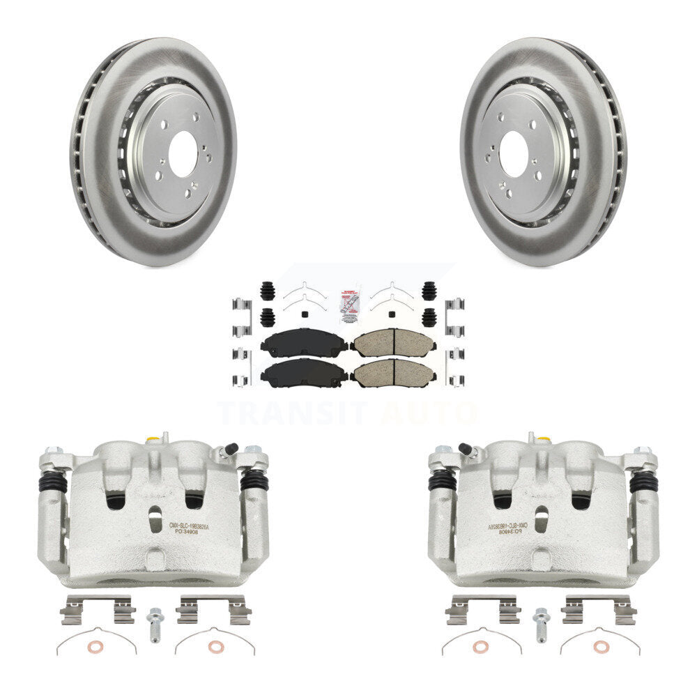Front Disc Brake Caliper Coated Rotors And Ceramic Pads Kit For 2014-2016 Acura MDX KCG-100482N