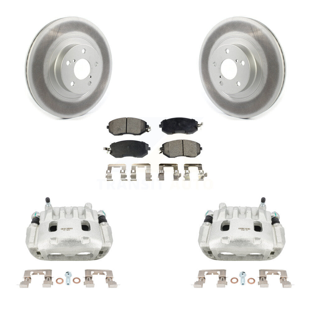 Front Disc Brake Caliper Coat Rotor Semi-Metallic Pad Kit For Subaru Forester Impreza XV KCG-100482P