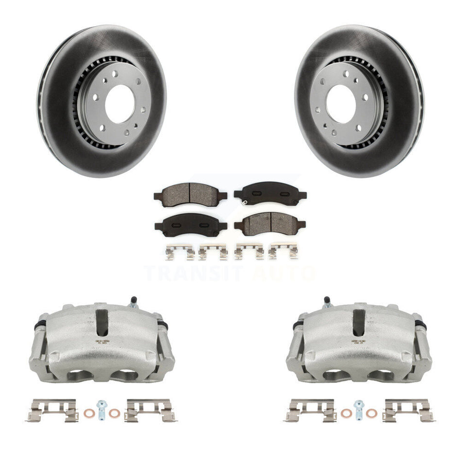 Front Brake Caliper Coat Rotor Semi-Metallic Pad Kit For Chevrolet Trailblazer GMC Envoy KCG-100482S
