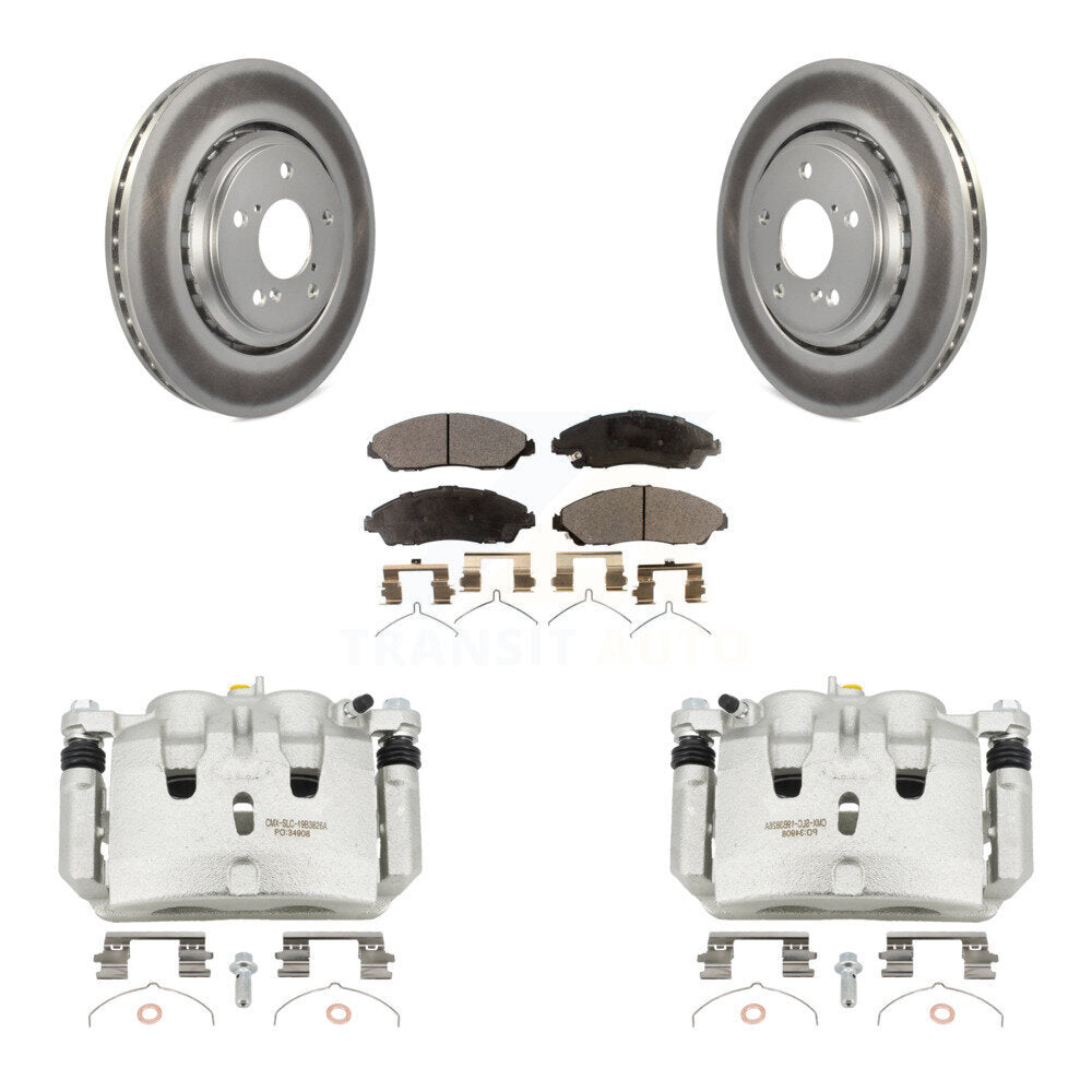 Front Disc Brake Caliper Coat Rotors Ceramic Pad Kit For Honda Pilot Ridgeline Acura MDX KCG-100482T
