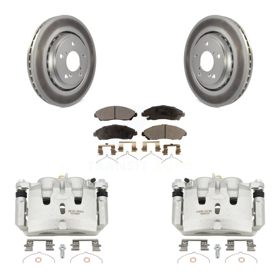 Front Disc Brake Caliper Coat Rotors Ceramic Pad Kit For Honda Pilot Ridgeline Acura MDX KCG-100482T