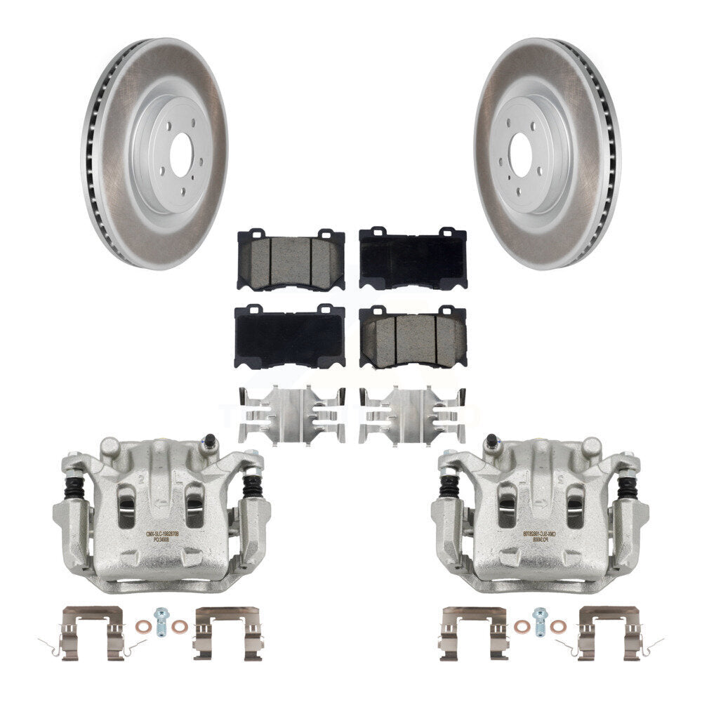 Front Brake Caliper Coat Rotors & Ceramic Pad Kit For INFINITI G37 With 4 Piston KCG-100483C