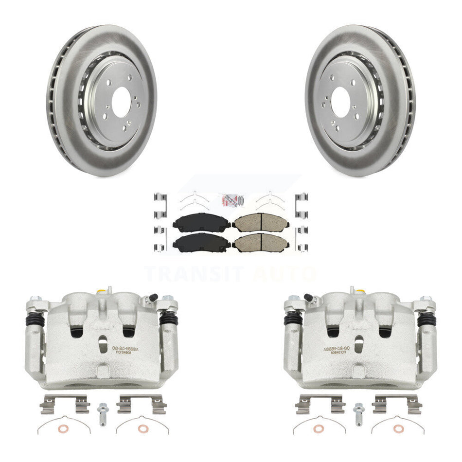 Front Disc Brake Caliper Coated Rotors And Ceramic Pads Kit For 2014-2016 Acura MDX KCG-100483N
