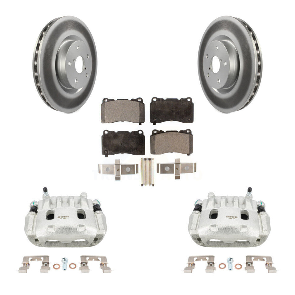 Front Disc Brake Caliper Coated Rotors And Semi-Metallic Pads Kit For Subaru Impreza WRX KCG-100483P