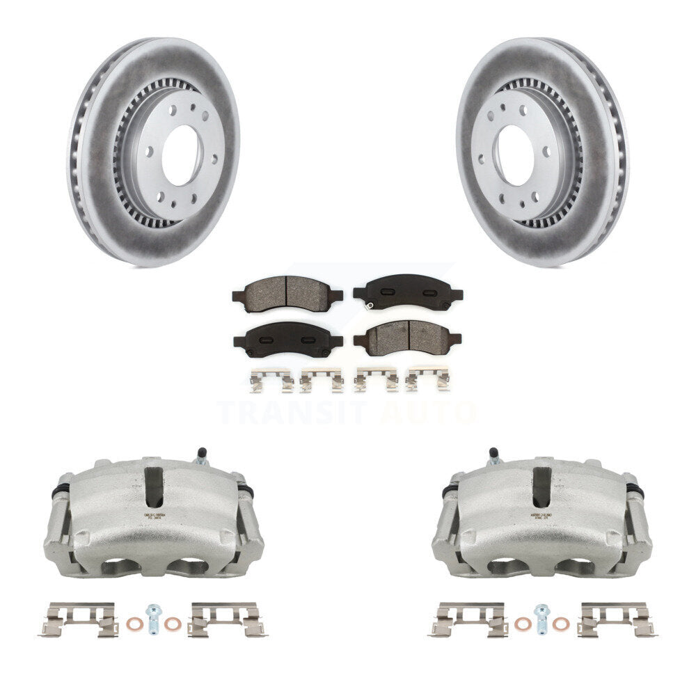 Front Brake Caliper Coat Rotor Semi-Metallic Pad Kit For Chevrolet Trailblazer GMC Envoy KCG-100483S