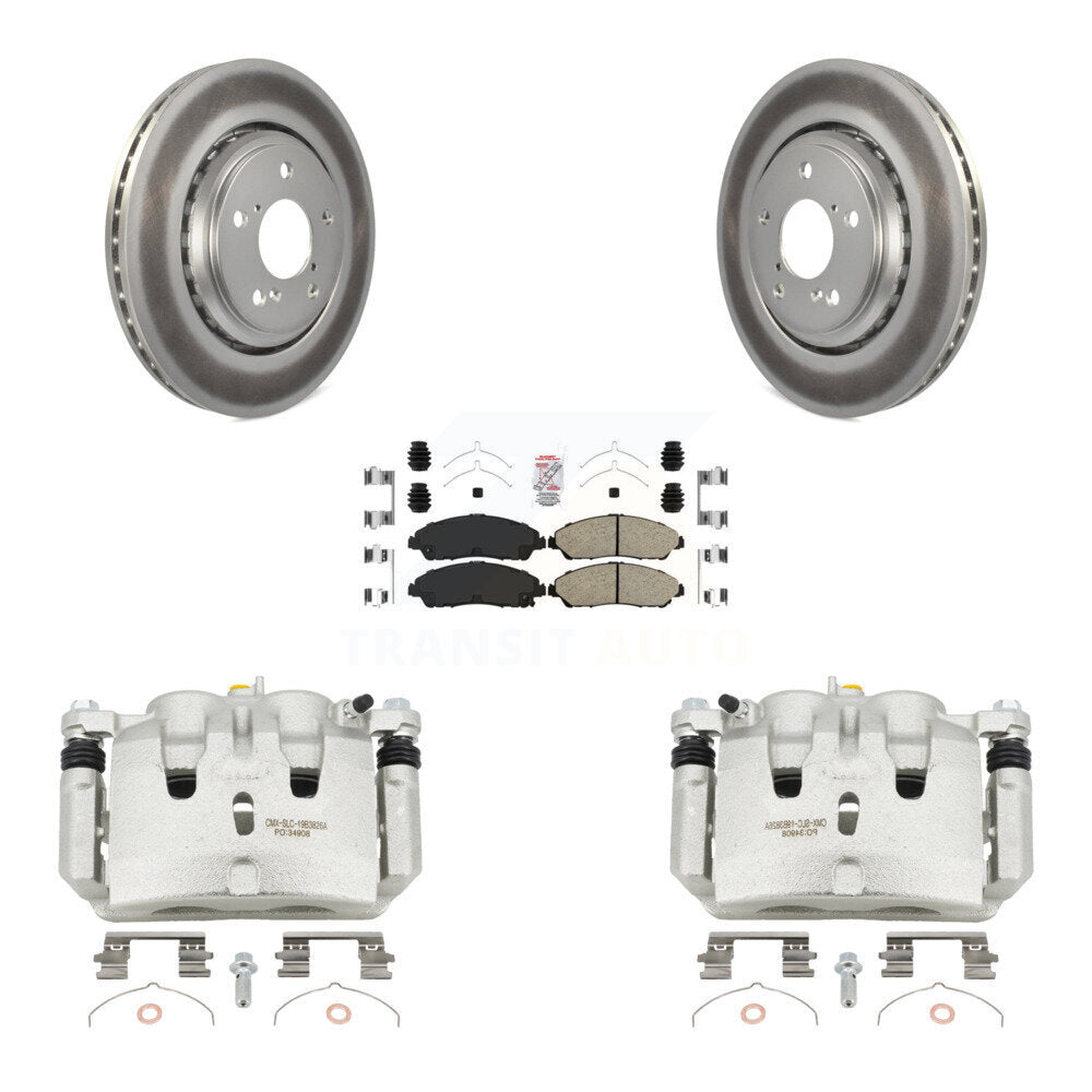 Front Disc Brake Caliper Coat Rotors Ceramic Pad Kit For Honda Pilot Ridgeline Acura MDX KCG-100484N