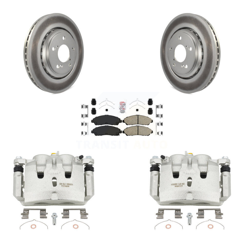 Front Disc Brake Caliper Coat Rotors Ceramic Pad Kit For Honda Pilot Ridgeline Acura MDX KCG-100484N