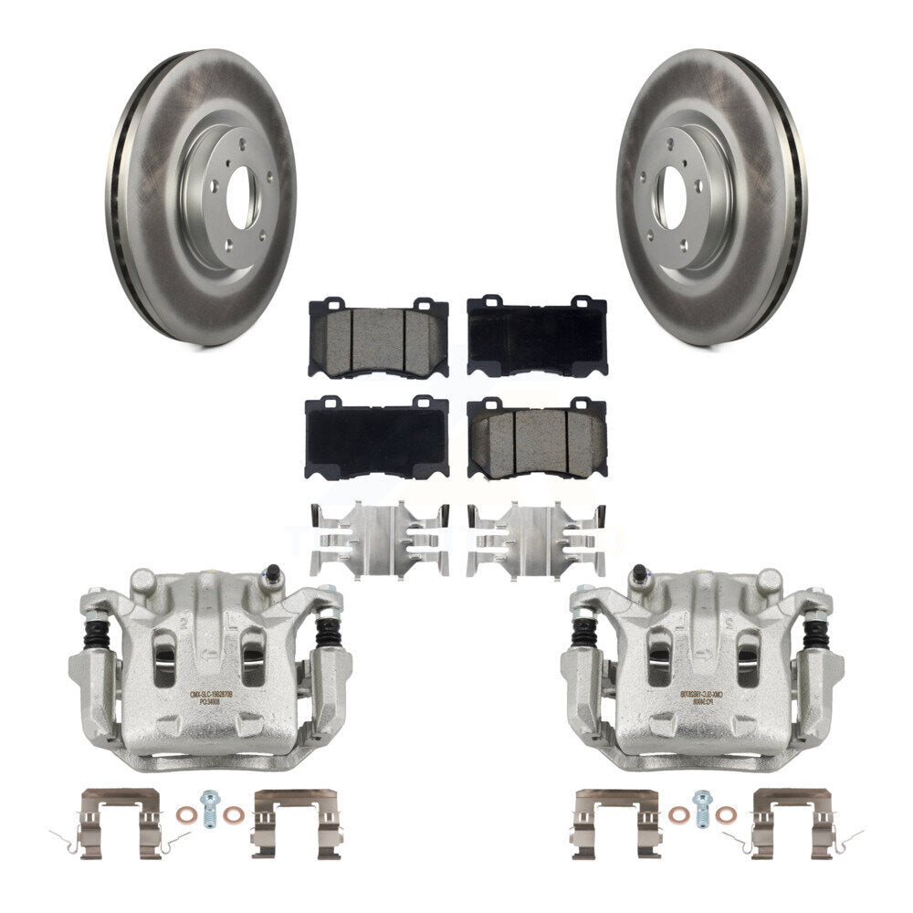Front Brake Caliper Coat Rotor Ceramic Pad Kit For 09-13 INFINITI G37 With Brembo Brakes KCG-100485C