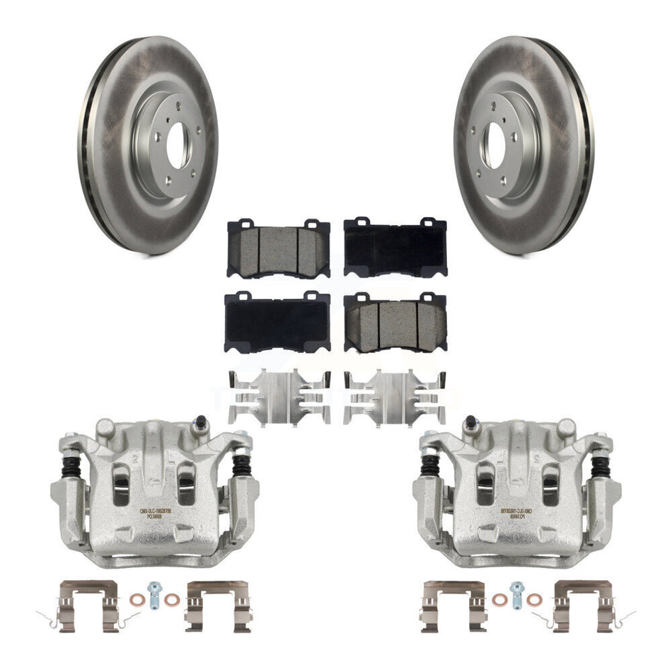Front Brake Caliper Coat Rotor Ceramic Pad Kit For 09-13 INFINITI G37 With Brembo Brakes KCG-100485C