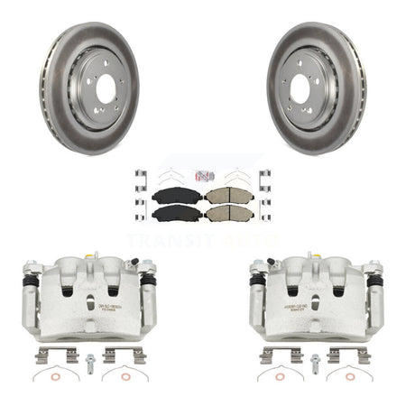 Front Disc Brake Caliper Coat Rotors Ceramic Pad Kit For Honda Pilot Ridgeline Acura MDX KCG-100485N