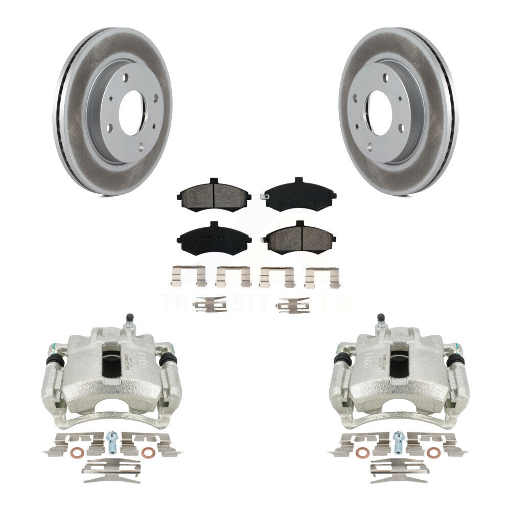 Front Disc Brake Caliper Coated Rotors And Semi-Metallic Pads Kit For Hyundai Elantra KCG-100485S