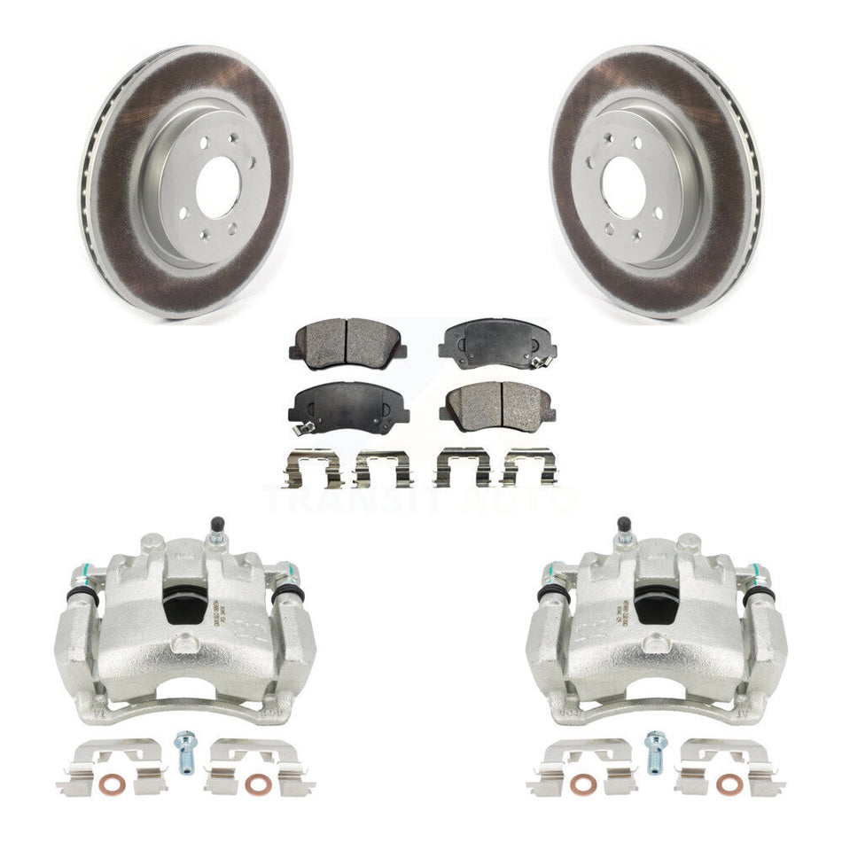 Front Brake Caliper Coat Rotor Ceramic Pad Kit For Kia Rio LX EX With 14" Factory Wheels KCG-100485T