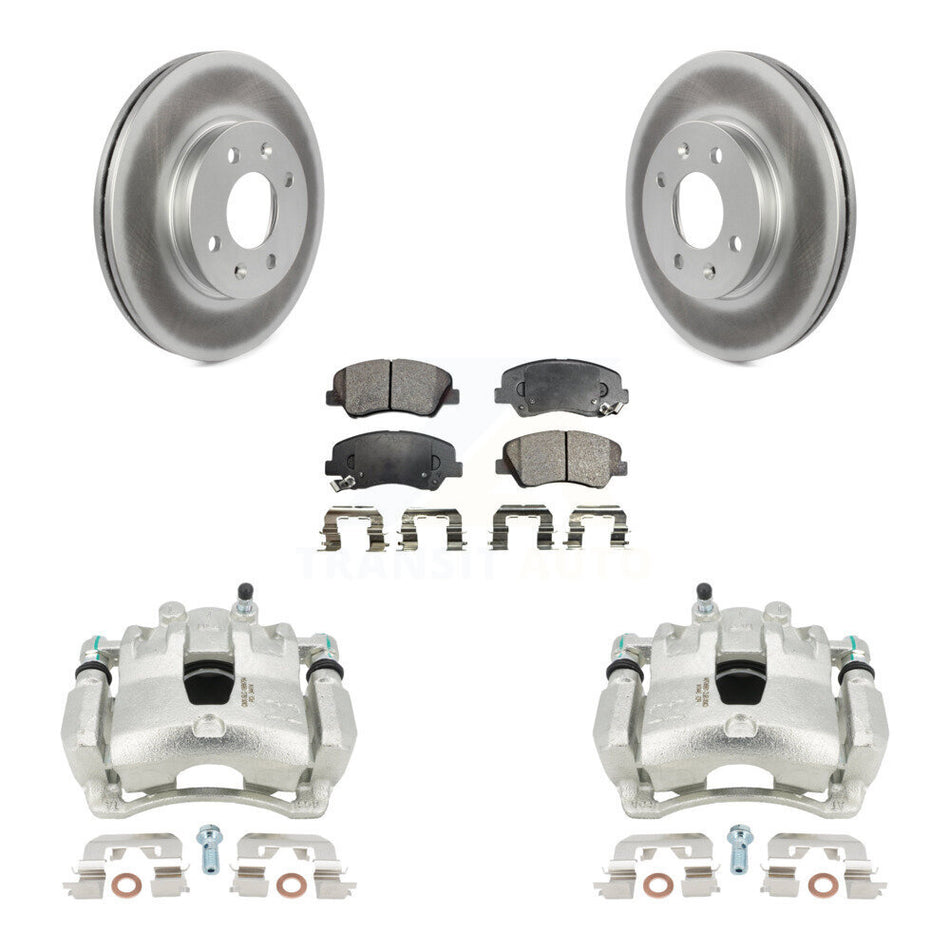 Front Disc Brake Caliper Coated Rotors And Ceramic Pads Kit For Hyundai Accent Kia Rio KCG-100486T