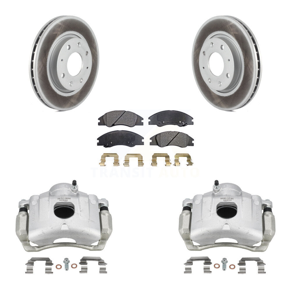 Front Disc Brake Caliper Coated Rotors And Ceramic Pads Kit For Kia Spectra Spectra5 KCG-100487T