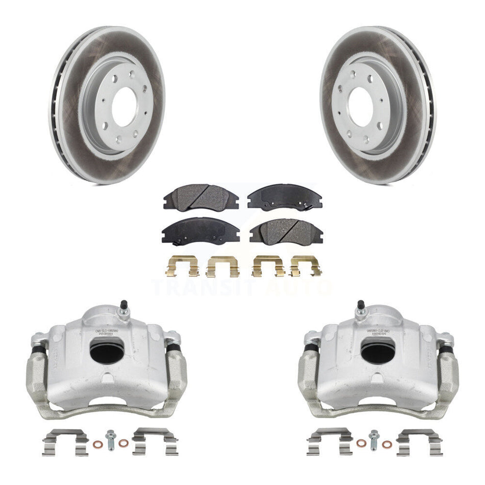 Front Disc Brake Caliper Coated Rotors And Ceramic Pads Kit For Kia Spectra Spectra5 KCG-100487T