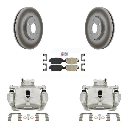 Front Disc Brake Caliper Coated Rotors And Ceramic Pads Kit For 2014 Hyundai Sonata 2.0L KCG-100488N