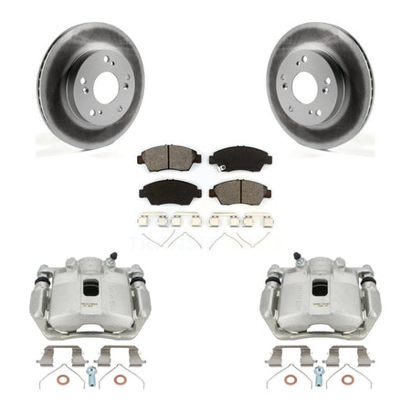 Front Disc Brake Caliper Coat Rotors And Semi-Metallic Pad Kit For Honda Civic Acura ILX KCG-100488S