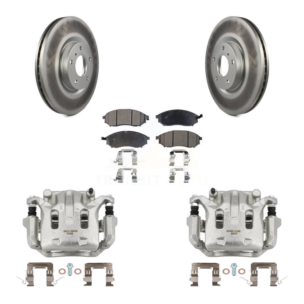 Front Brake Caliper Coat Rotors Ceramic Pad Kit For INFINITI Nissan Murano G37 EX35 370Z KCG-100488T