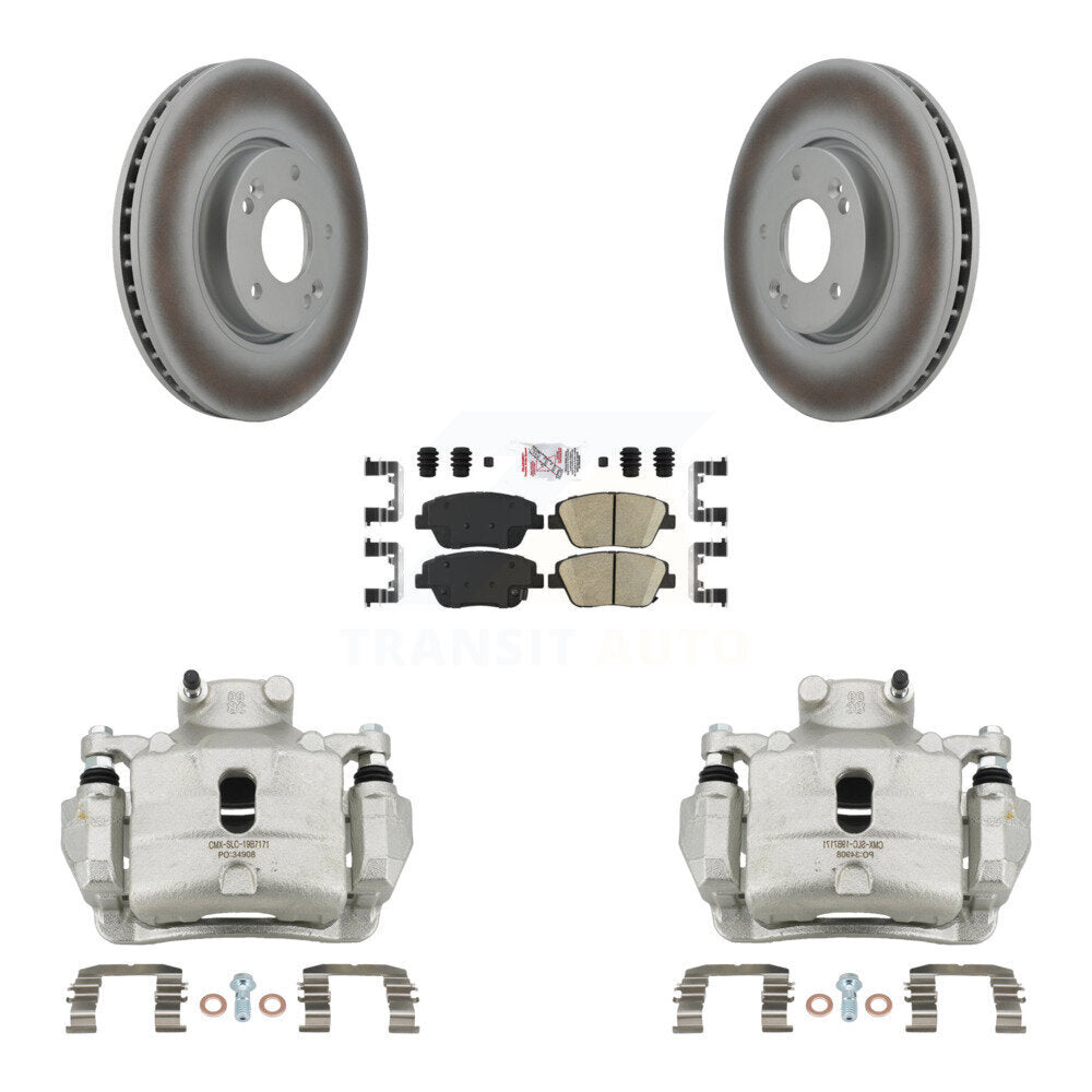Front Disc Brake Caliper Coated Rotors And Ceramic Pads Kit For 2014 Hyundai Sonata 2.0L KCG-100489N