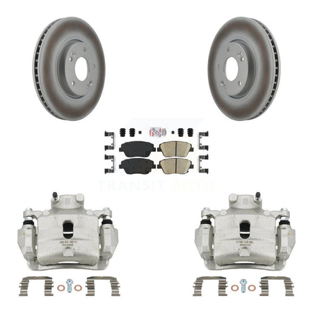 Front Disc Brake Caliper Coated Rotors And Ceramic Pads Kit For 2014 Hyundai Sonata 2.0L KCG-100489N