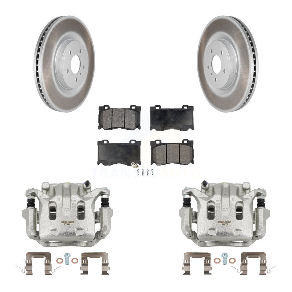 Front Brake Caliper Coat Rotors & Ceramic Pad Kit For INFINITI G37 With 4 Piston KCG-100489T
