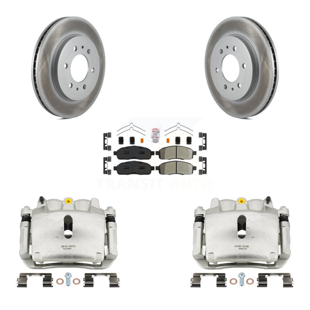 Front Brake Caliper Coat Rotor Semi-Metallic Pad Kit For 09 Ford F-150 With 6 Lug Wheels KCG-100490N