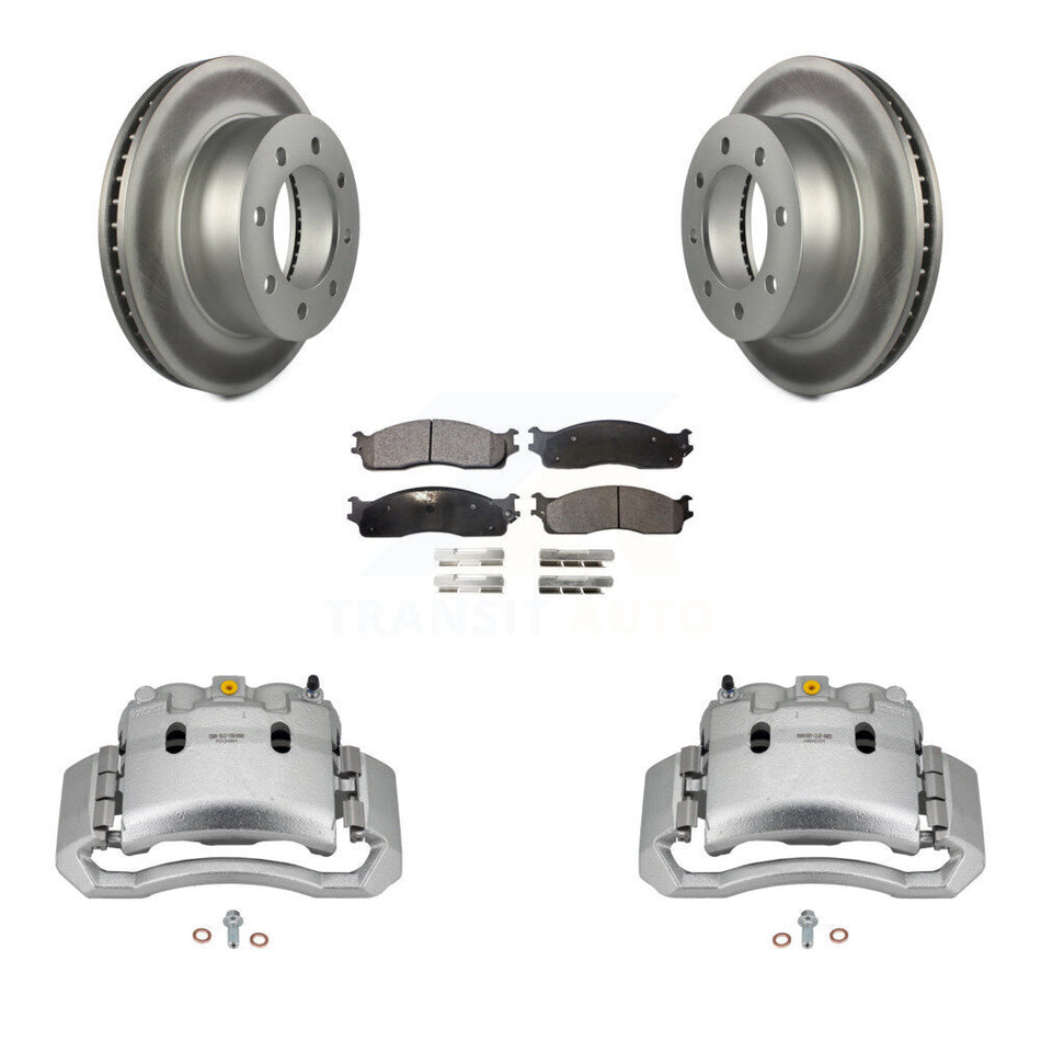 Front Disc Brake Caliper Coat Rotor & Semi-Metallic Pad Kit For Dodge Ram 1500 3500 2500 KCG-100490P