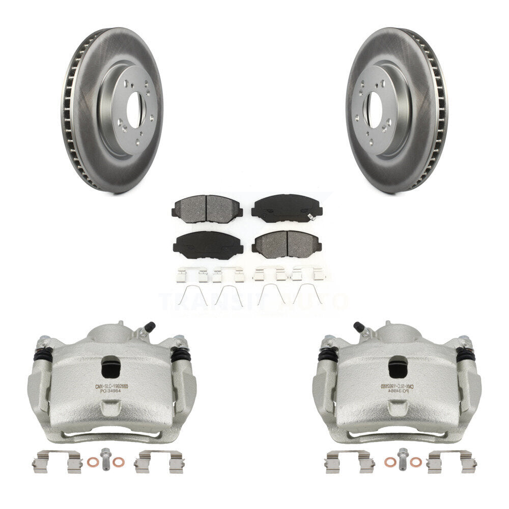 Front Disc Brake Caliper Coated Rotors And Semi-Metallic Pads Kit For Honda Civic KCG-100490S
